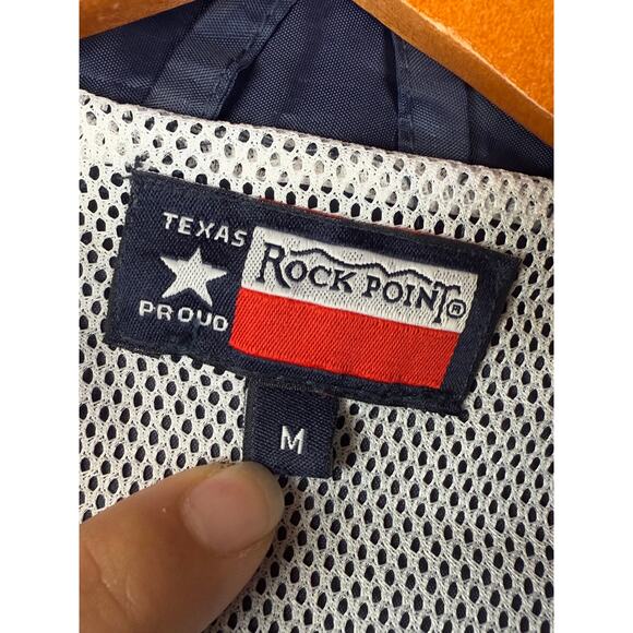 Rock Point Texas Proud Windbreaker Jacket Vintage 2004 RWB Blue Red Mens Medium - Picture 8 of 10